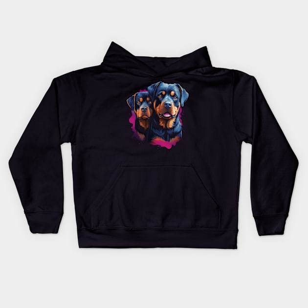 Rottweiler Couple Valentine Kids Hoodie by JH Mart